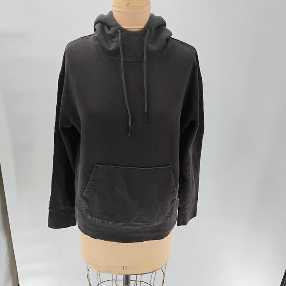 VINCE Women's black Hoodie Size Medium Comfy Lounge Cotton Sweater Minimalist - Picture 3 of 15
